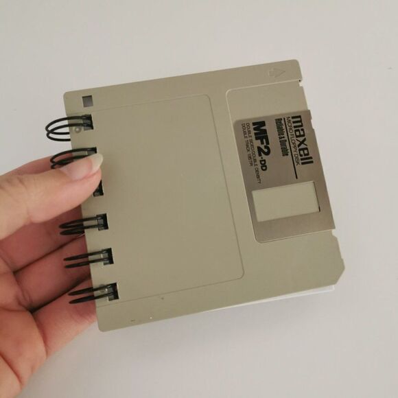 Upcycled Floppy Disk Notebook, Guy Gift for Dad Graph Paper Vintage 90s Computer - Picture 4 of 6